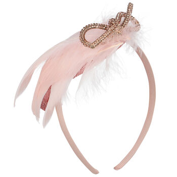 Girls Pink Feather Hairband