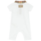 White & Checked Pique Baby Romper, 1, hi-res