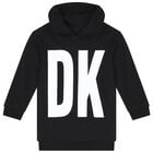 فستان هودى بالشعار باللون الاسود, 1, hi-res