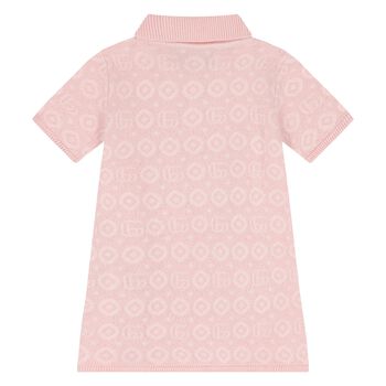 Younger Girls Pink Knitted Polo Dress
