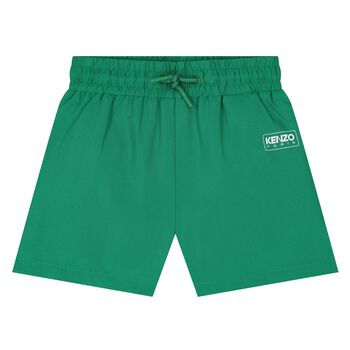 Younger Boys Green Logo Swim Shorts