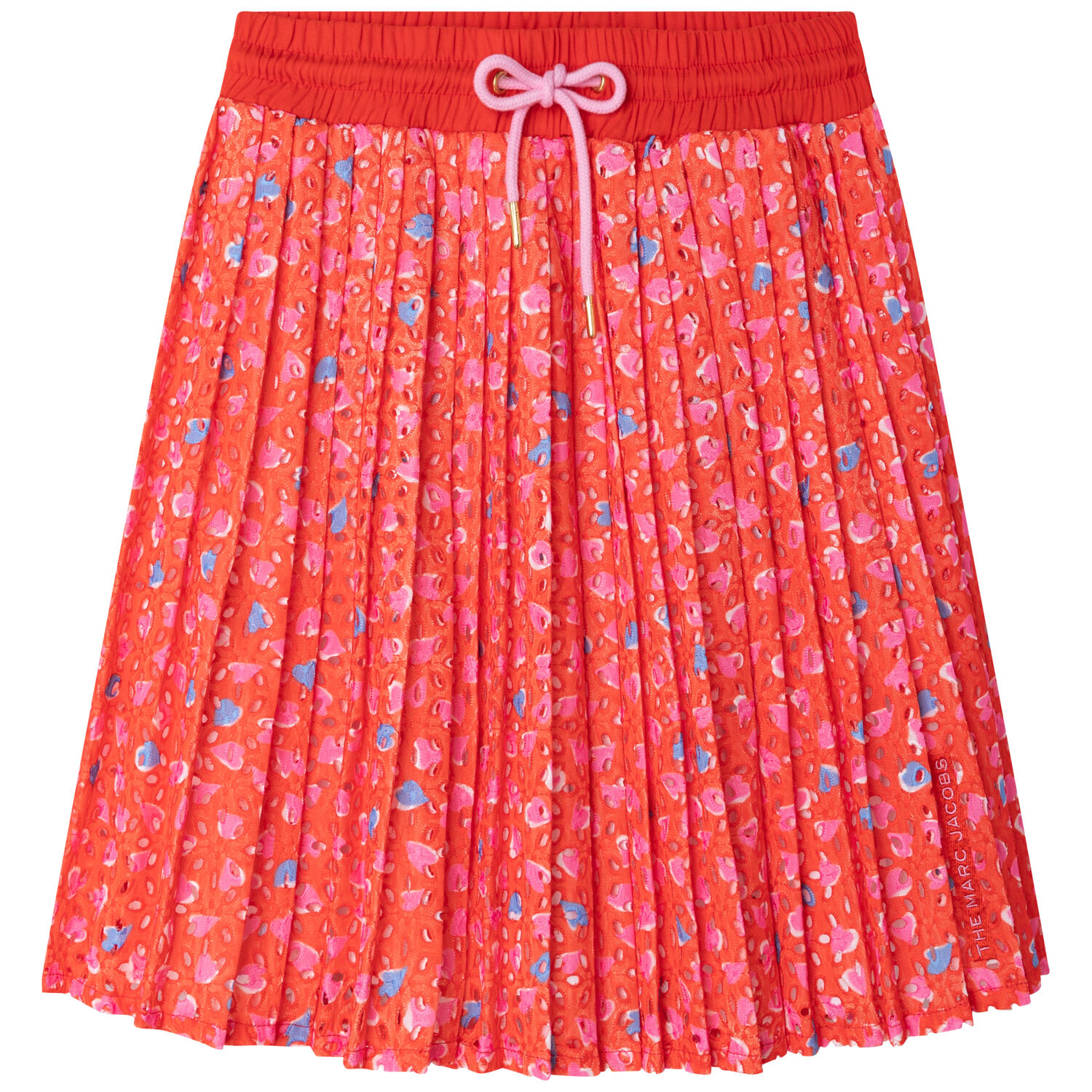 Girls Orange Pleated Skirt, 1, hi-res