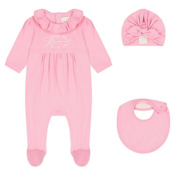 Baby Girls Pink Logo Babygrow Set