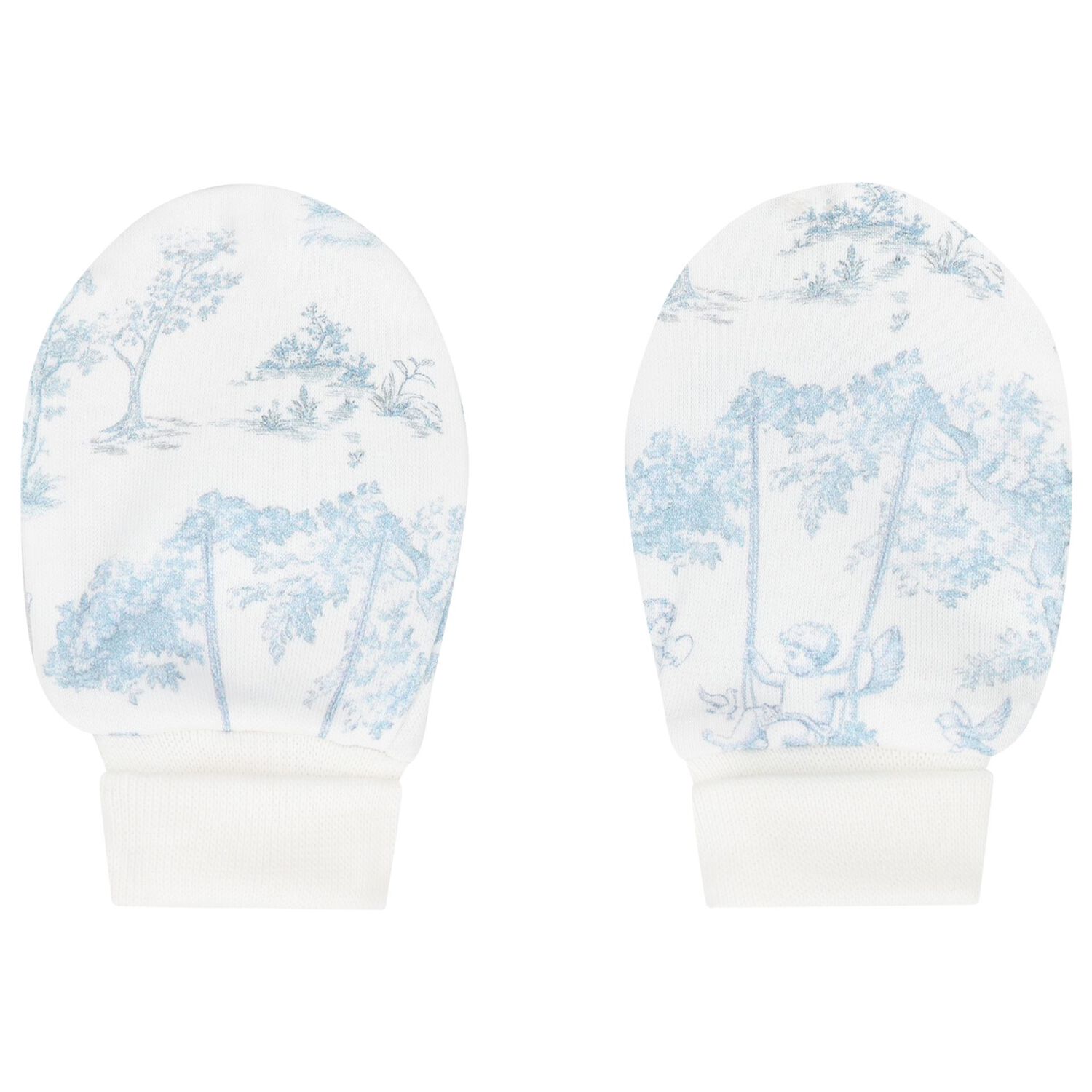 Baby Boys White & Blue Africa Hat & Mittens Set, 1, hi-res