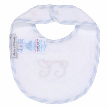 Baby Boys White & Blue Logo Bib