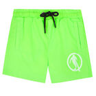 Boys Neon Green Logo Swim Shorts, 2, hi-res