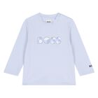 Baby Boys Blue Logo Long Sleeve Top, 2, hi-res
