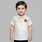 Younger Boys White & Beige Logo Polo Shirt, 1, hi-res