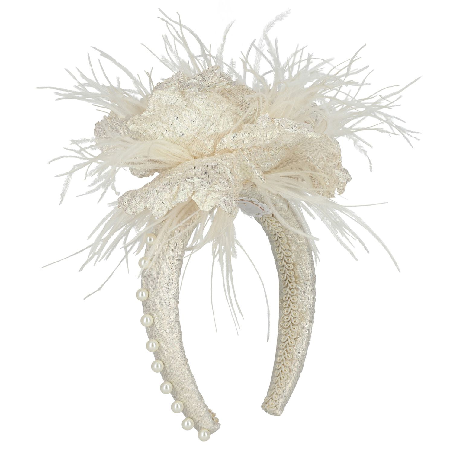 Girls Ivory Flower Headband, 2, hi-res