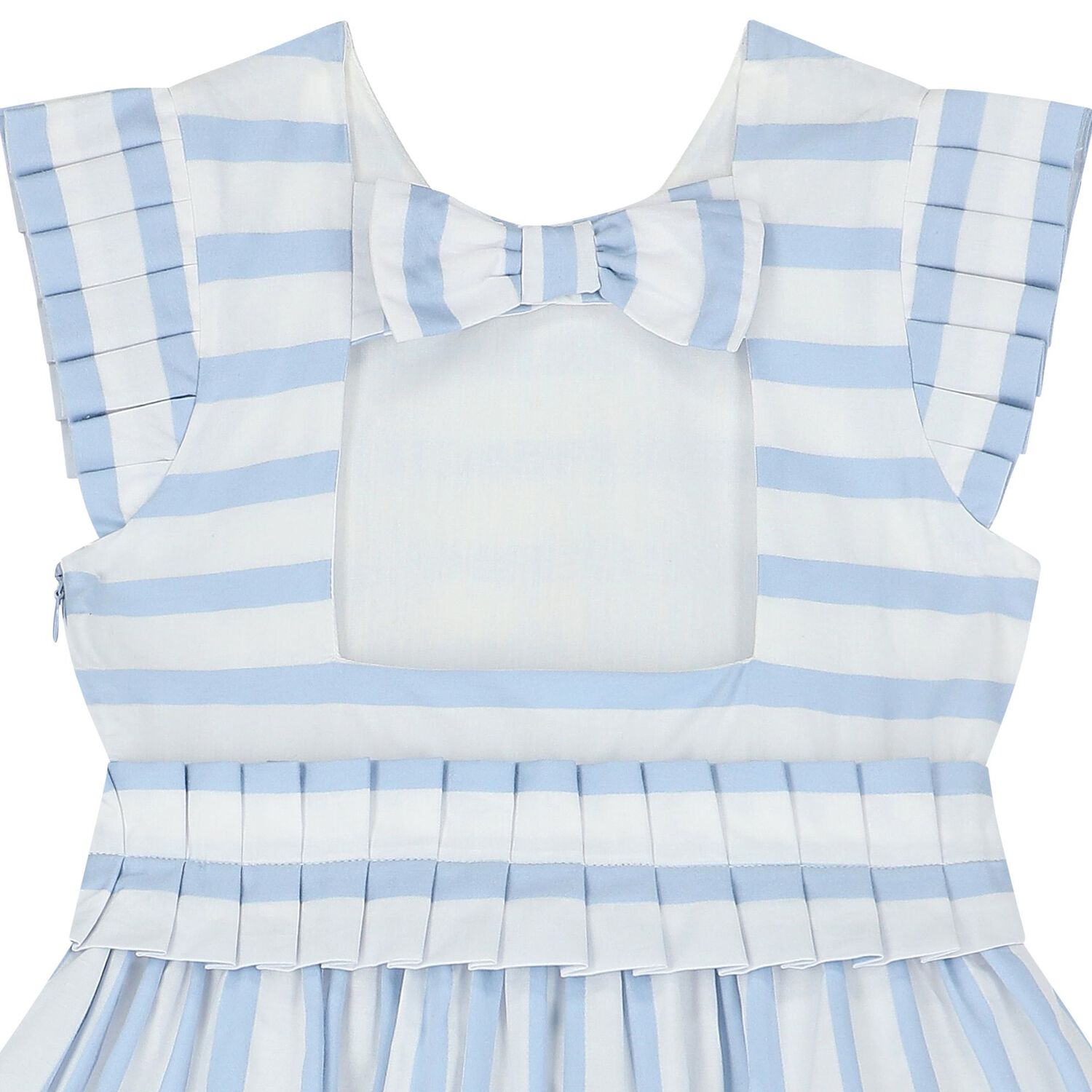 Girls White & Blue Striped Dress, 1, hi-res