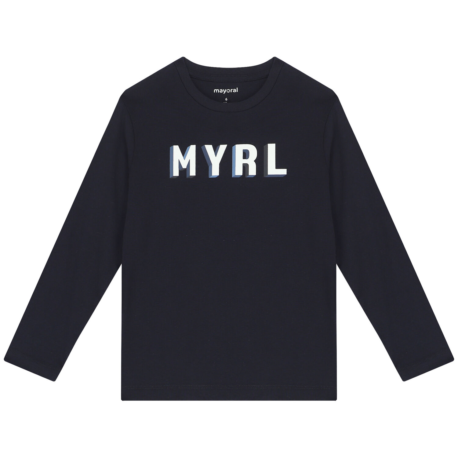 Boys Navy Logo Long Sleeve Top, 2, hi-res image number null
