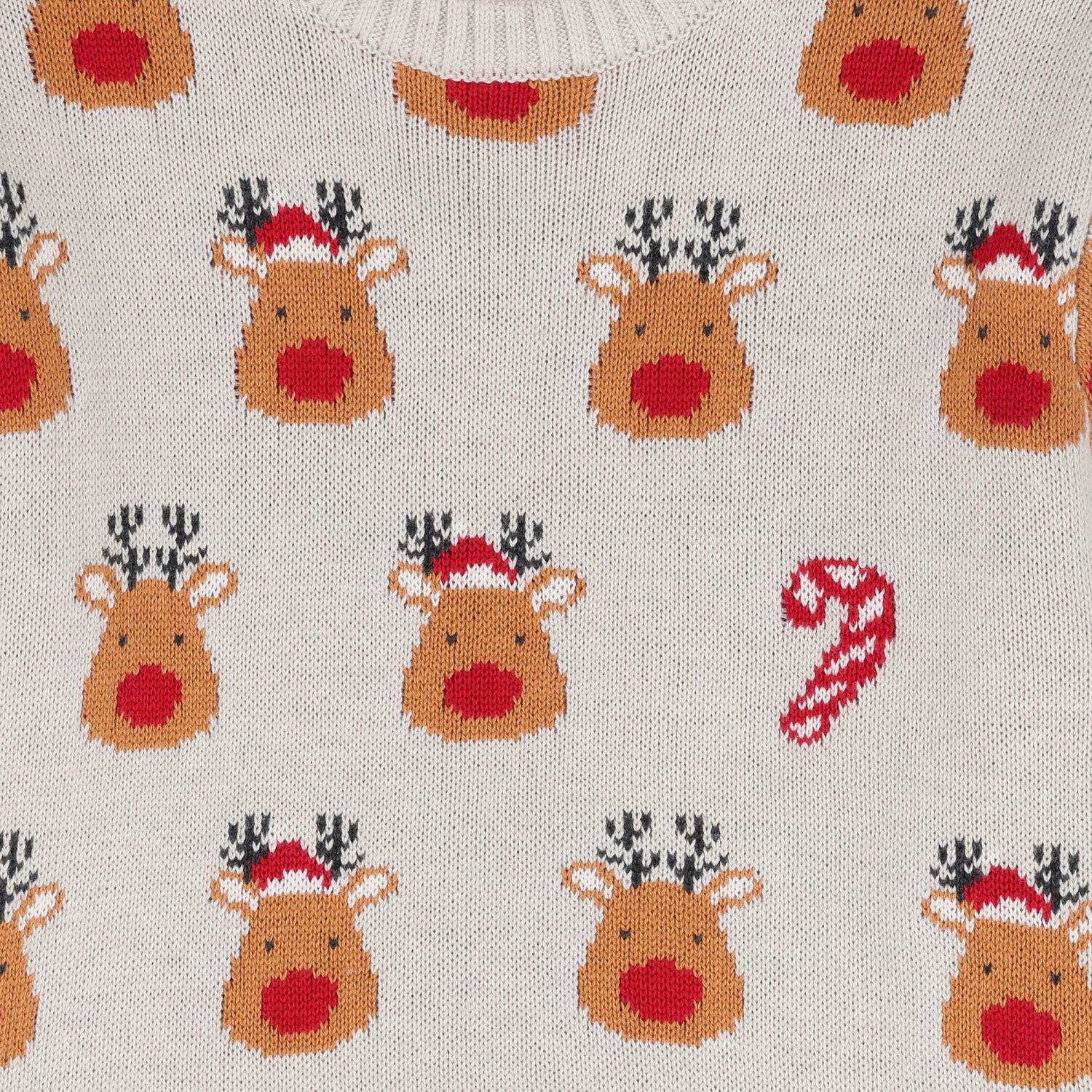 Grey Reindeer Christmas Knitted Jumper, 1, hi-res image number null