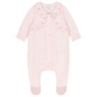 Girls Pink Flower Babygrow, 2, hi-res
