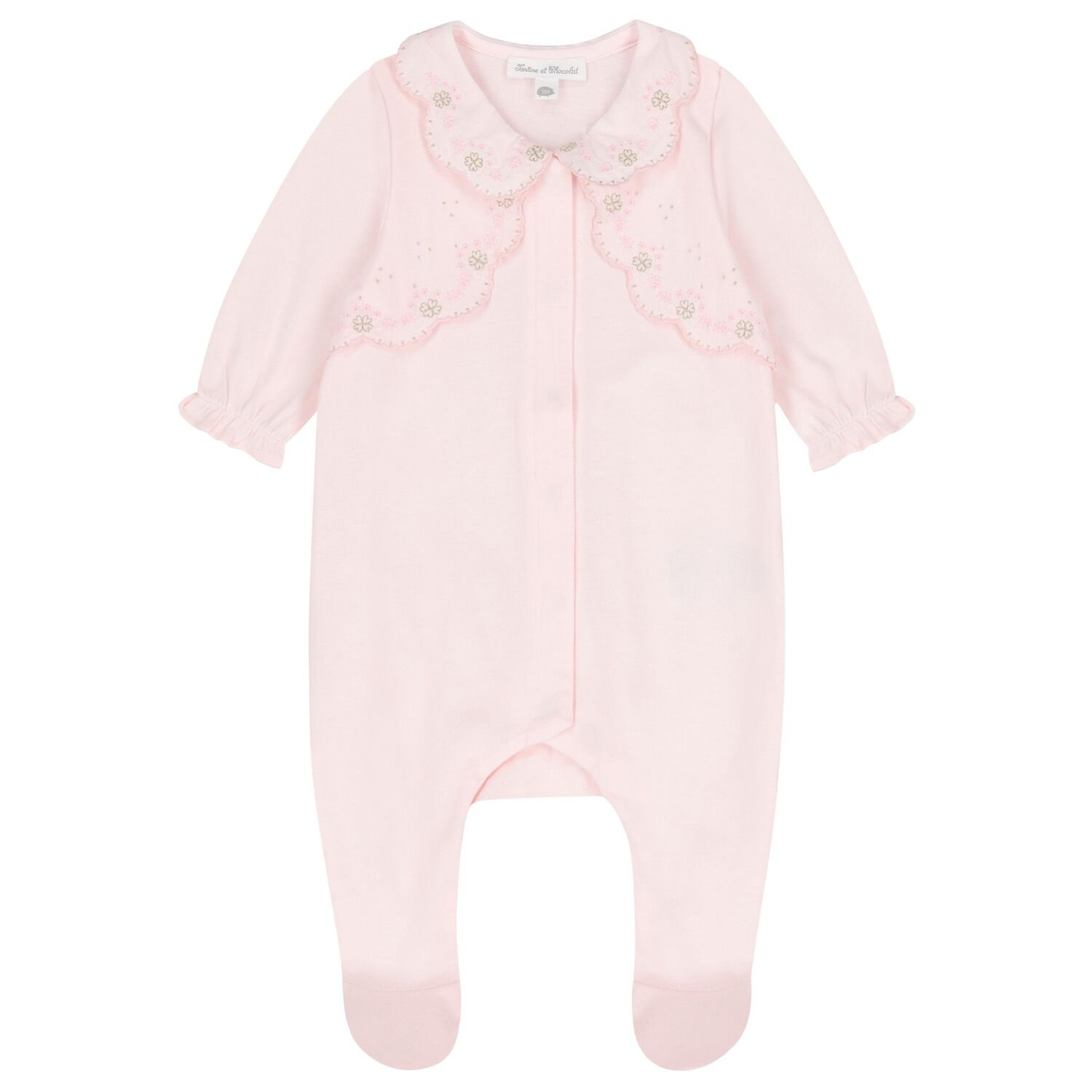 Girls Pink Flower Babygrow, 2, hi-res