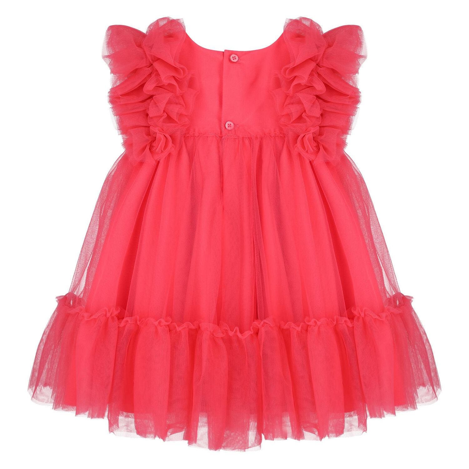 Younger Girls Red Ruffled Tulle Dress, 1, hi-res image number null
