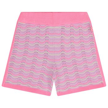 Girls Pink & Purple Crochet Knit Shorts