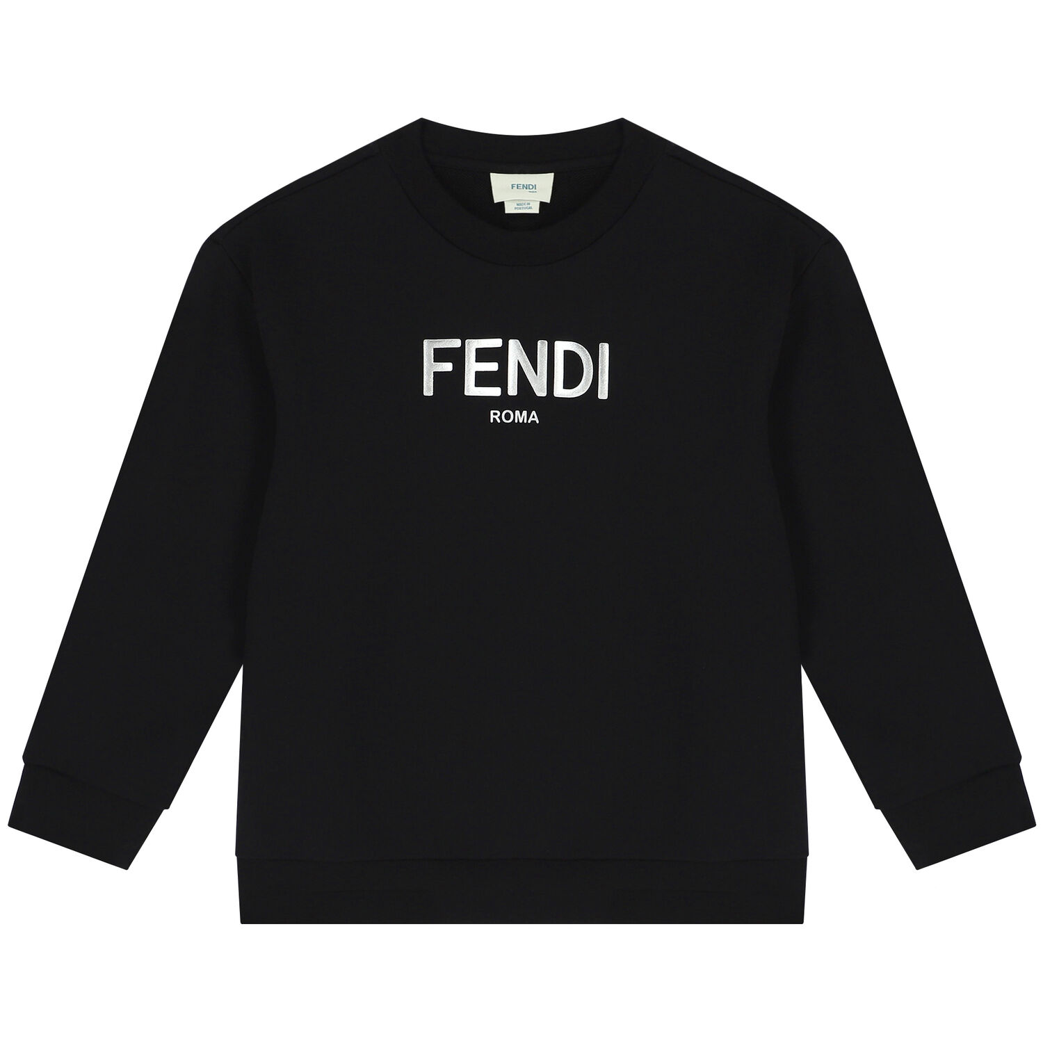 سويت شيرت بالشعار باللون الاسود والفضى, 1, hi-res