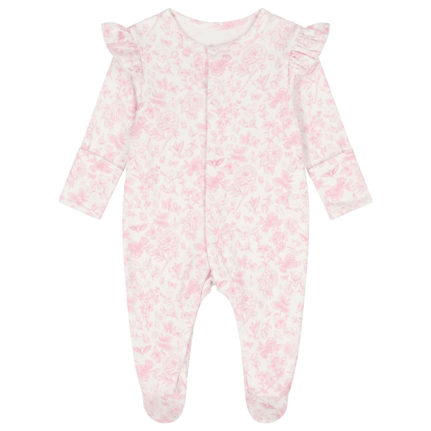 Baby Girls White & Pink Floral Babygrow Gift Set, 1, hi-res
