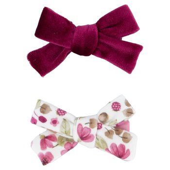 Girls Burgundy & Ivory Bow Hairclips ( 2 Pack )
