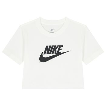 Girls White & Black Logo T-Shirt