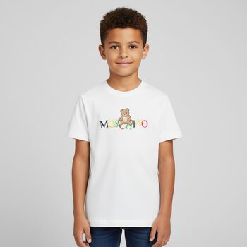 تيشيرت بالشعار وطبعه تيدى بير باللون الابيض