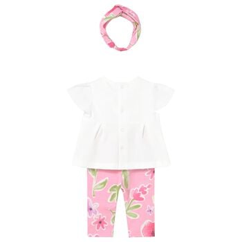 Baby Girls Ivory & Pink Floral Leggings Set