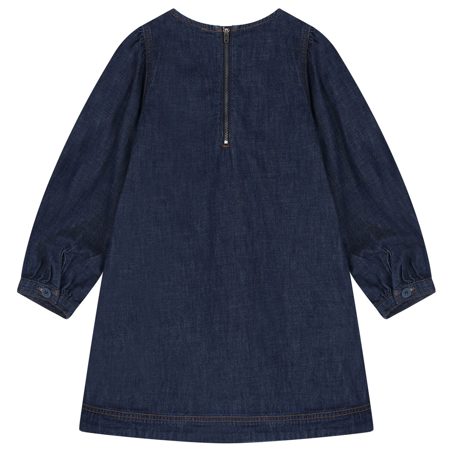 Girls Denim Blue Embellished Dress, 1, hi-res
