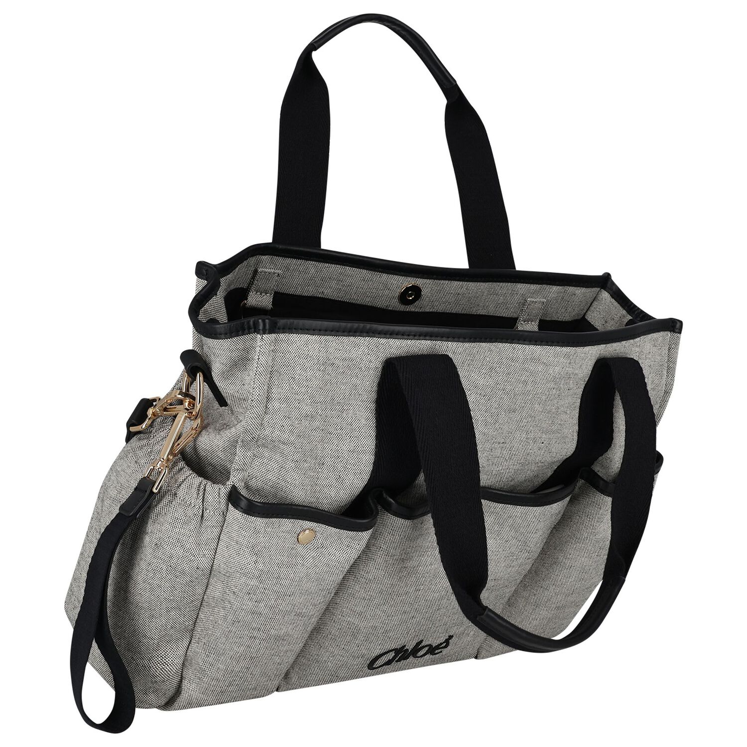 Grey Logo Canvas Baby Changing Bag ( 33cm ), 1, hi-res