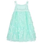 Girls Green Appliqued Tulle Dress, 1, hi-res