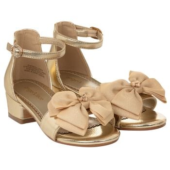 Girls Gold Bow Sandals