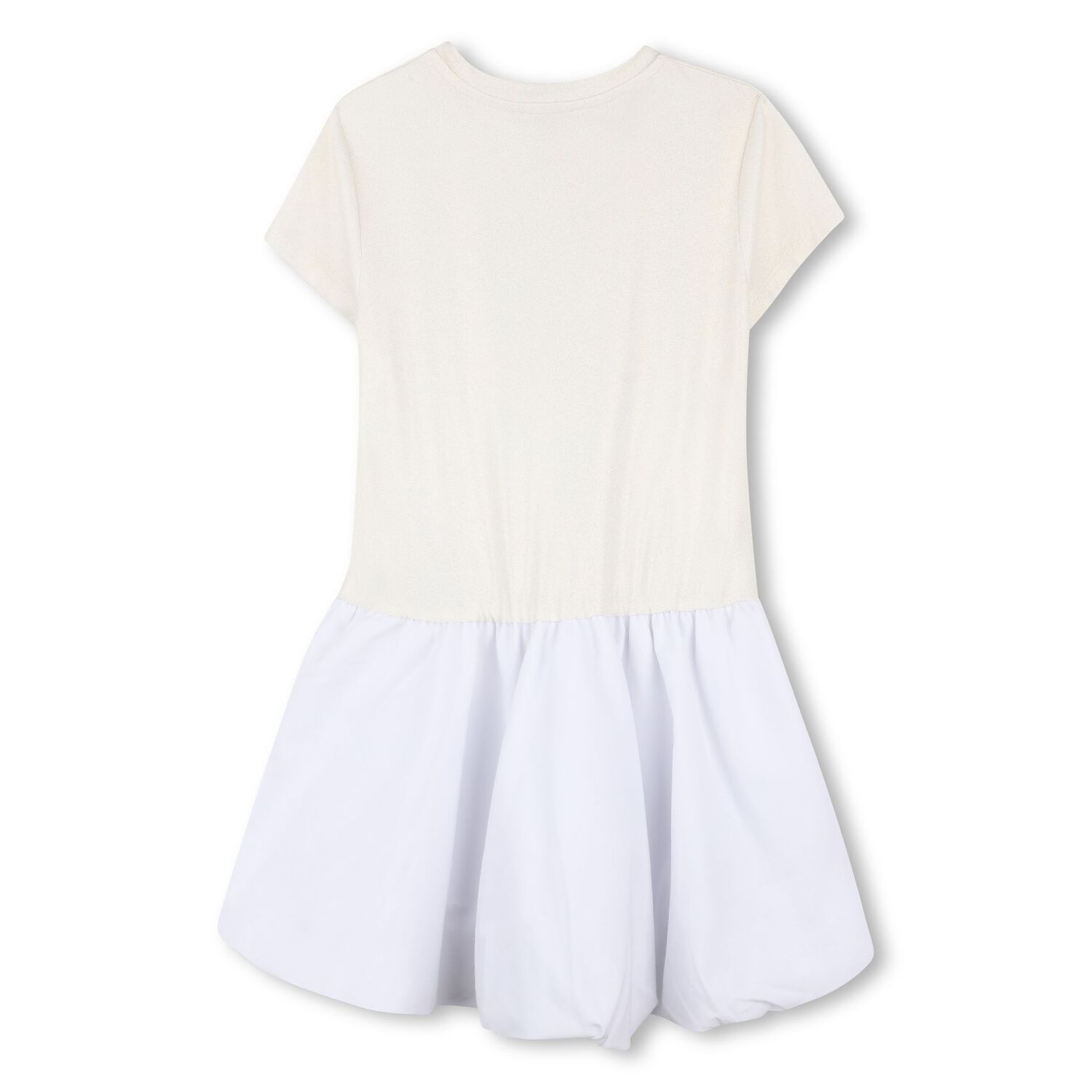 Girls Ivory & White Logo Dress, 1, hi-res
