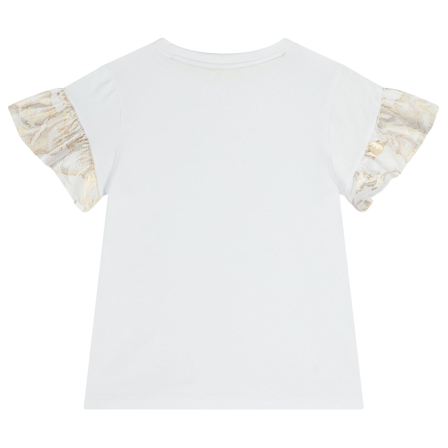 طقم تنورة للبنات بتصميم خريطة جغرافية باللون الأبيض والذهبي, 1, hi-res