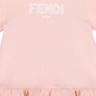 فستان أطفال بالشعار باللون الوردي للبنات , 1, hi-res