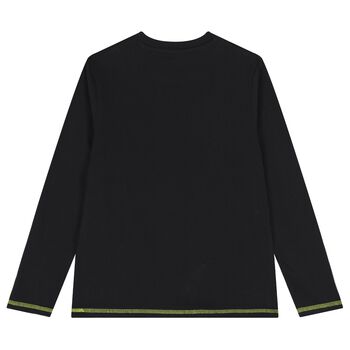 Boys Black Logo Long Sleeve Top