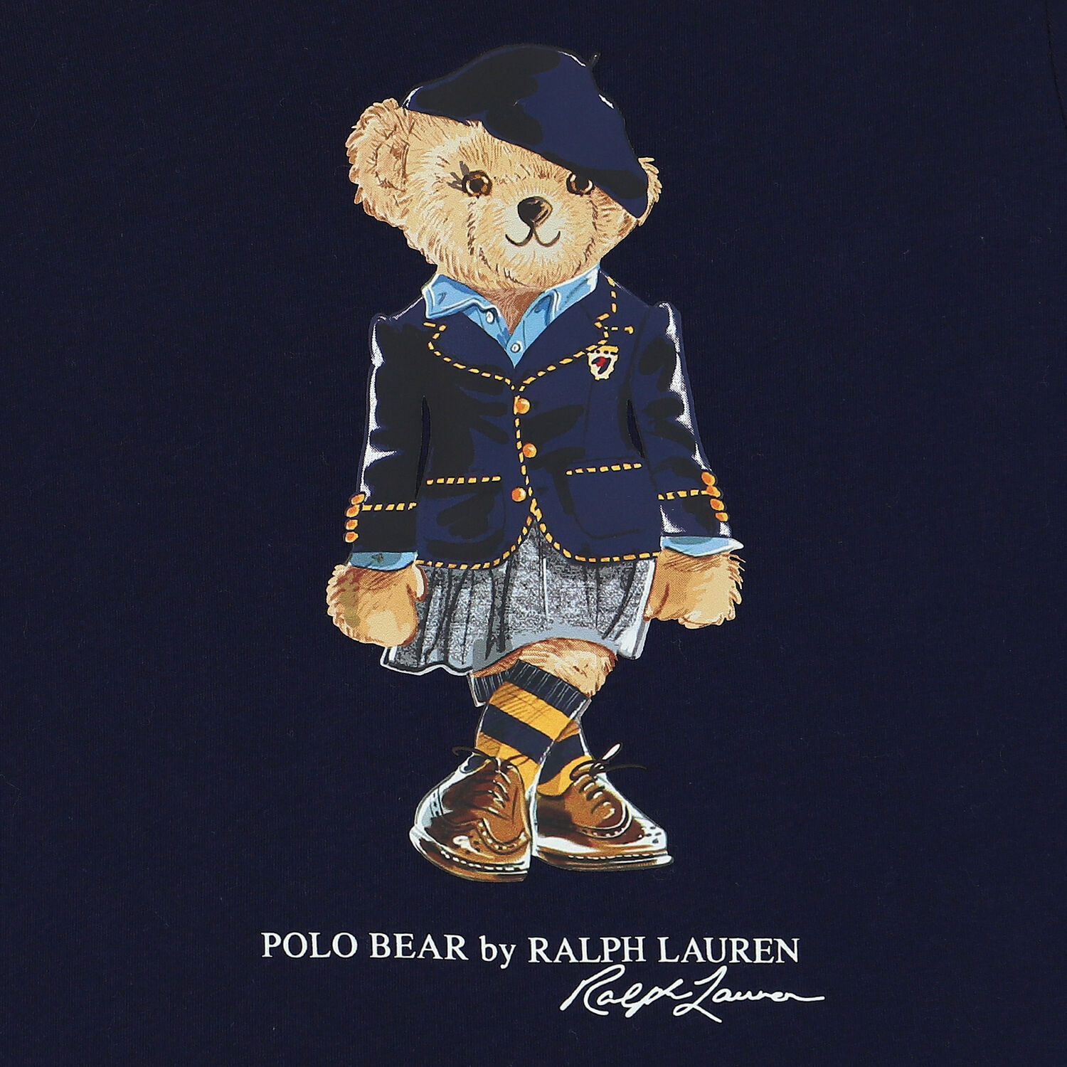 توب باكمام بطبعة الدب باللون الكحلى للاولاد, 1, hi-res