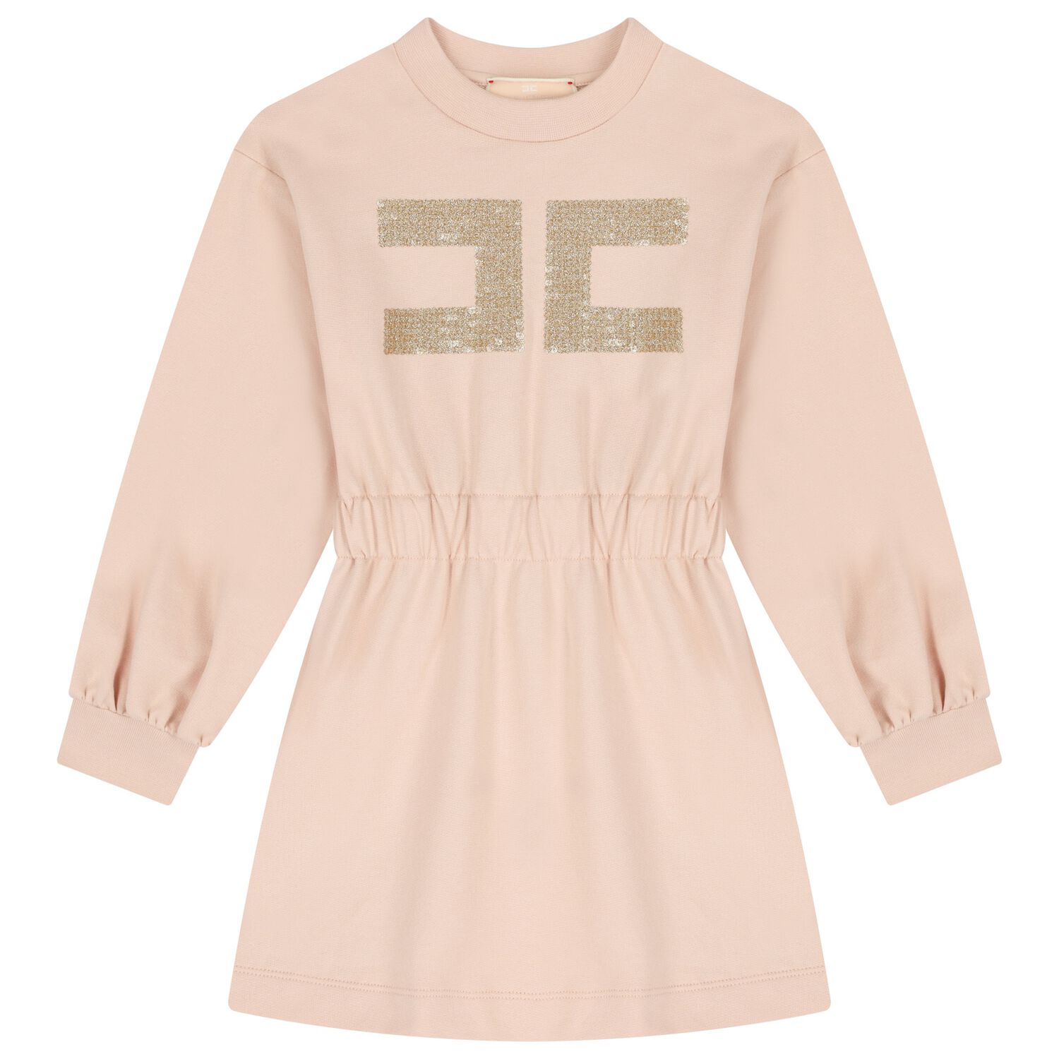 Girls Pink Logo Long Sleeve Dress, 1, hi-res
