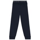 Boys Navy Blue Logo Joggers, 1, hi-res
