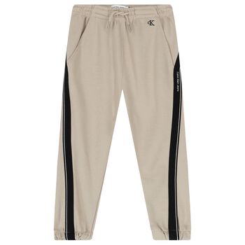 Boys Beige Logo Joggers