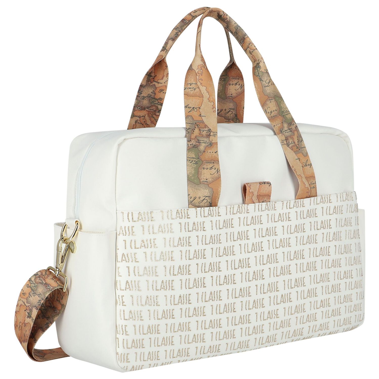 White & Gold Logo Baby Changing Bag, 2, hi-res image number null