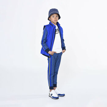Boys Blue Monogram Logo Joggers
