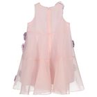 Girls Pink 3D Floral Organza Dress, 1, hi-res