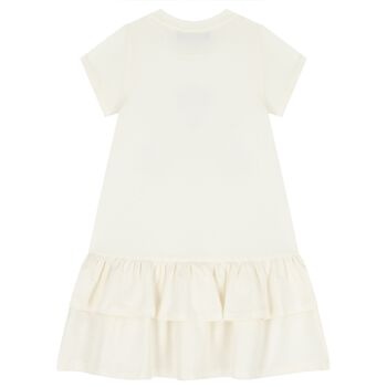Girls Ivory Butterflies Logo Dress