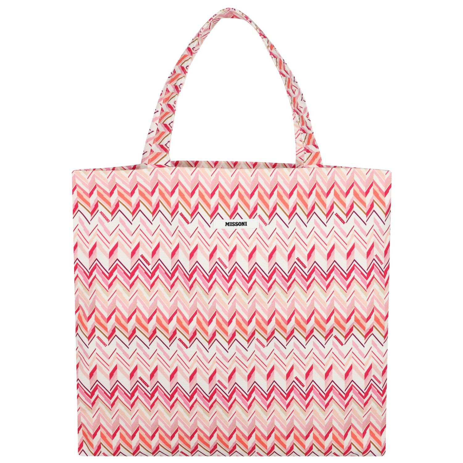 Girls Pink & White Logo Zig Zag Tote Bag, 1, hi-res