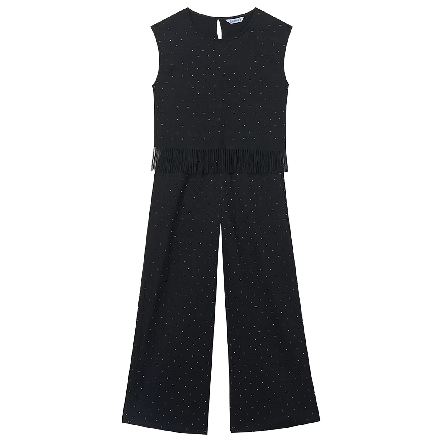 Girls Black Glitter Trousers Set, 1, hi-res