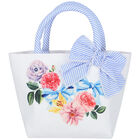 Girls White & Blue Floral Handbag, 1, hi-res