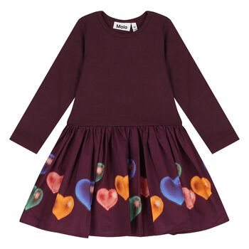 Younger Girls Purple Hearts Dress