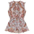 Girls Blue Floral Ruffled Playsuit, 1, hi-res