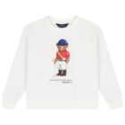 Boys White Polo Bear Sweatshirt, 1, hi-res