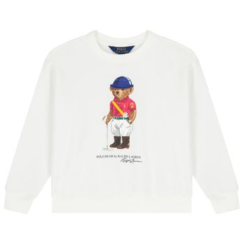 Boys White Polo Bear Sweatshirt