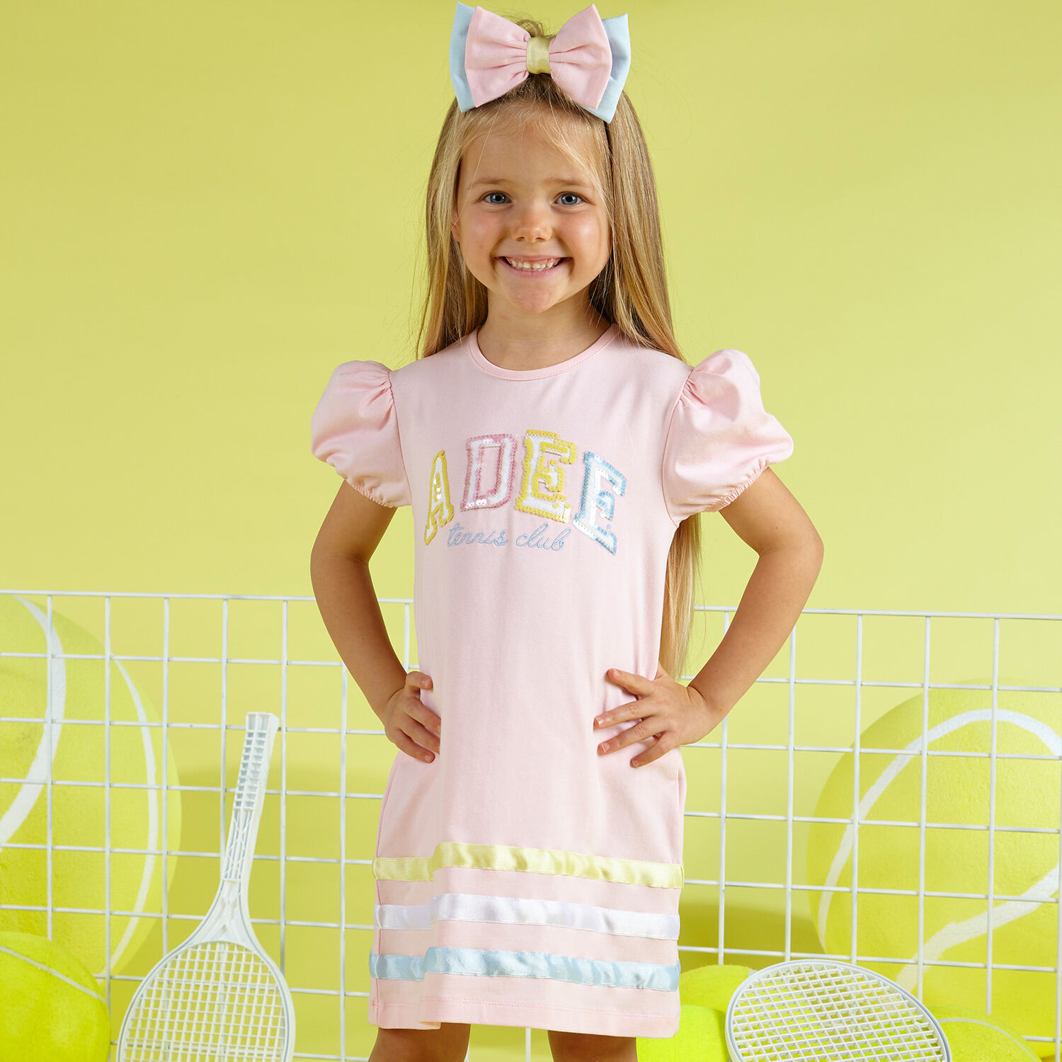 فستان مزين بالترتر باللون الزهري, 1, hi-res